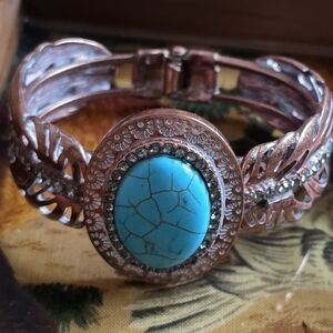 Blue and Brown Bracelet with Ornate Design